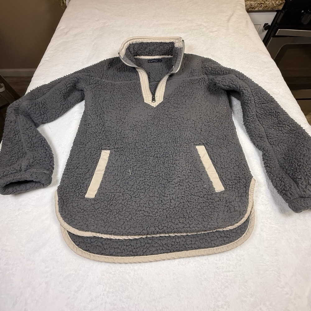 Abercrombie & Fitch Women’s S Gray Sherpa Fleece Quarter Zip Y2K Pullover